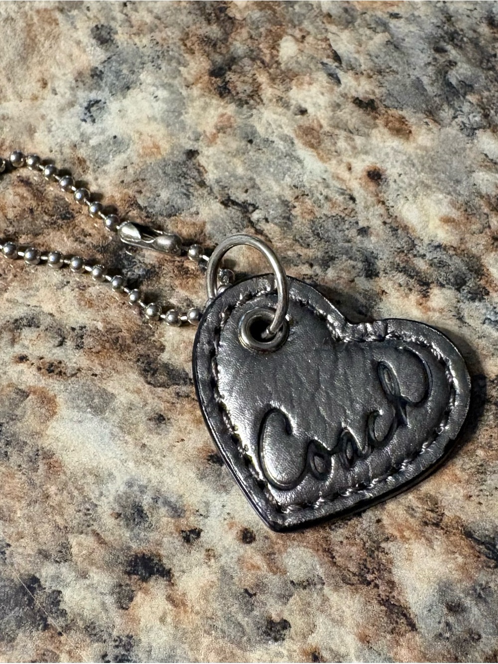 Coach Poppy Metallic Leather Heart Bag Charm